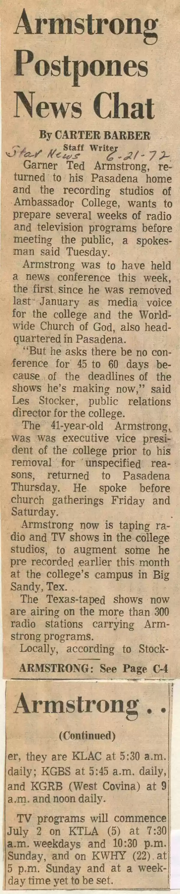 Pasadena Star News, 6-21-72